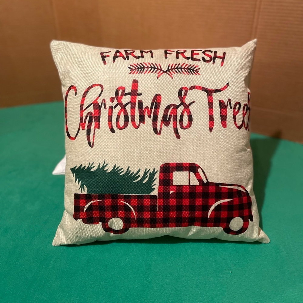 Christmas truck throw pillow.